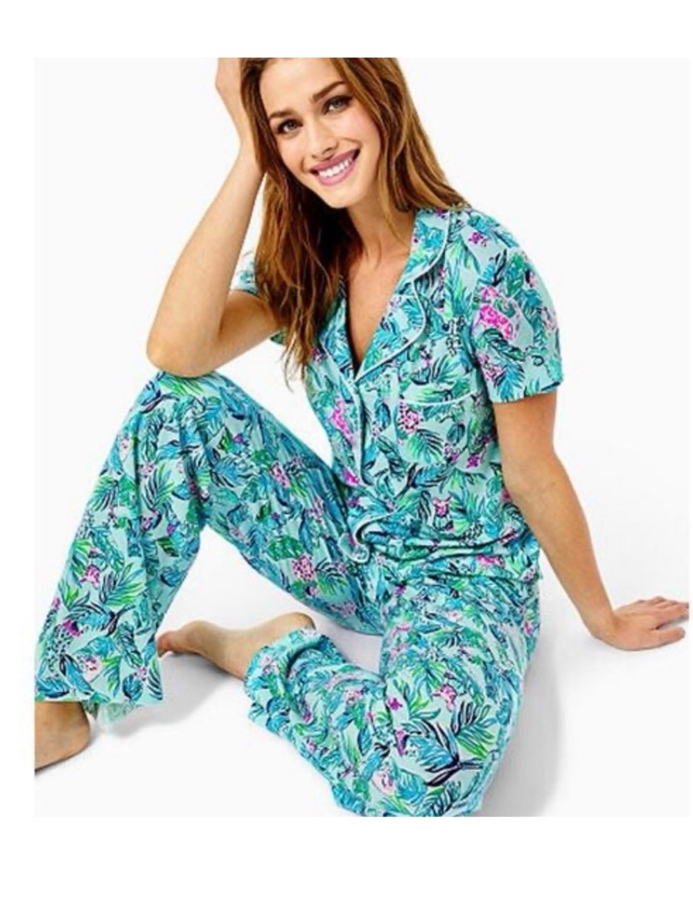 Lilly Pulitzer Barking Up the Palm Tree Dog Mom extra extra small xxs pajama set